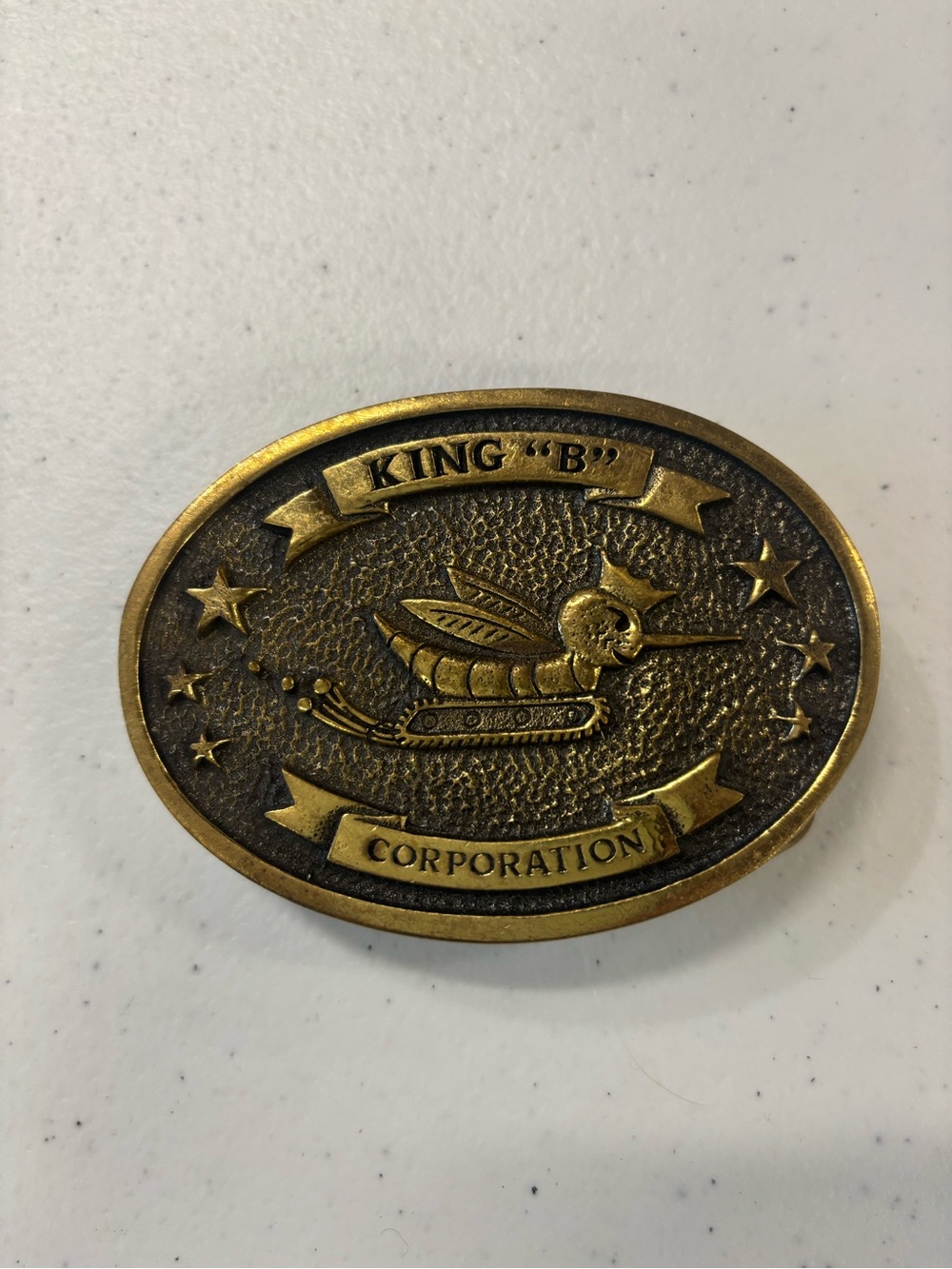 King "B" Corporation Brass Oval Belt Buckle - Gold Finish
